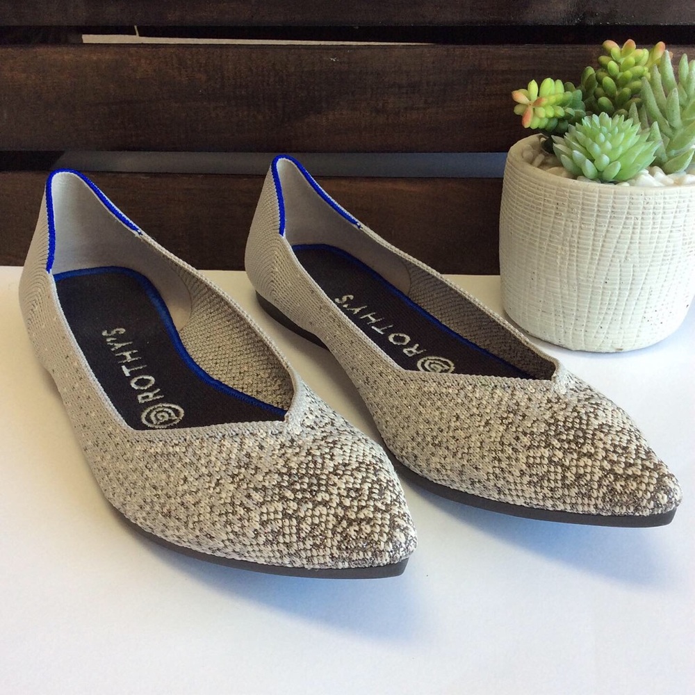 Rothy’s The Point Pearl Metallic Flats